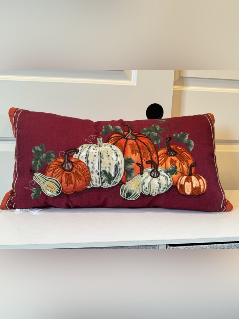 Harvest Pumpkin Accent Pillow in Burgundy